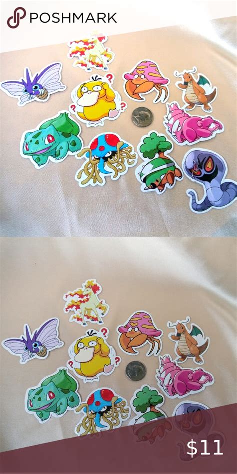 Pokemon Stickers Set Of 10 5 Pokemon Stickers Sticker Set Pokemon