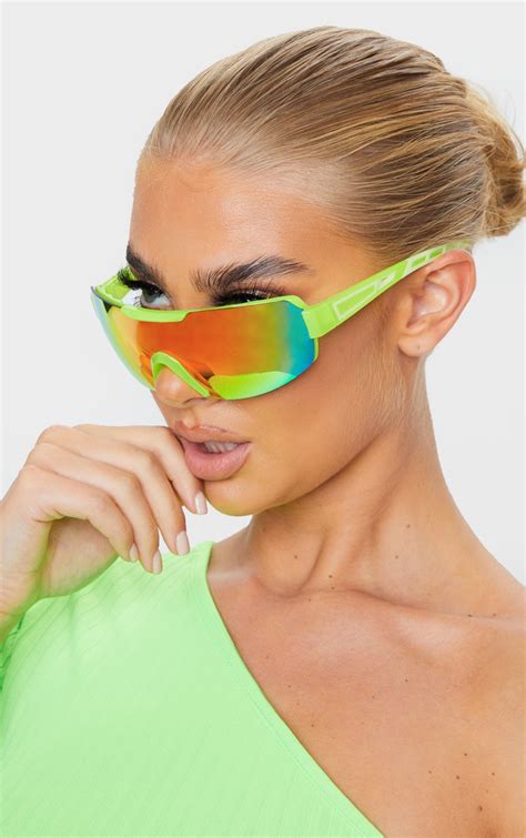 Neon Yellow Revo Sports Visor Sunglasses Prettylittlething