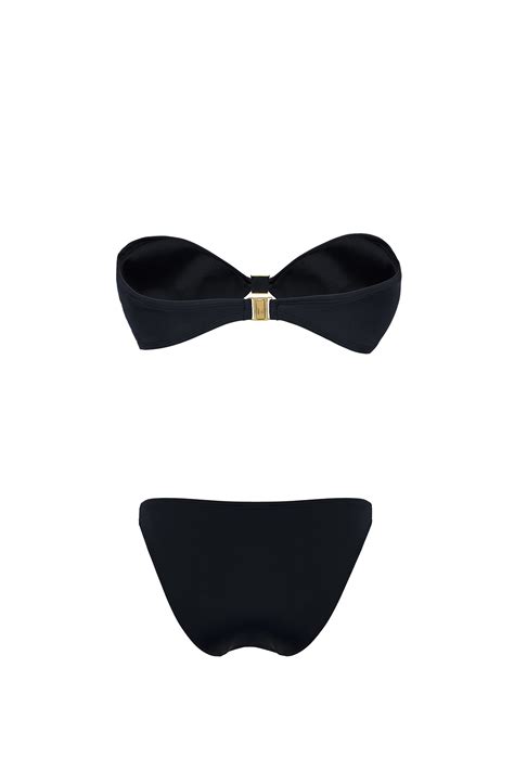 Siyah Logo Aksesuarlı Straplez Bikini