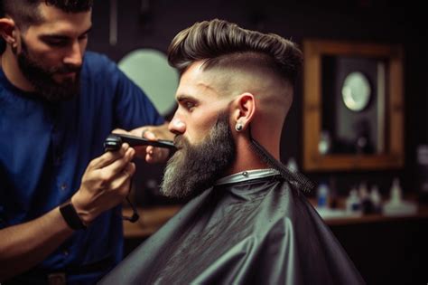 Premium Photo A Man Getting His Hair Cut In A Barbar