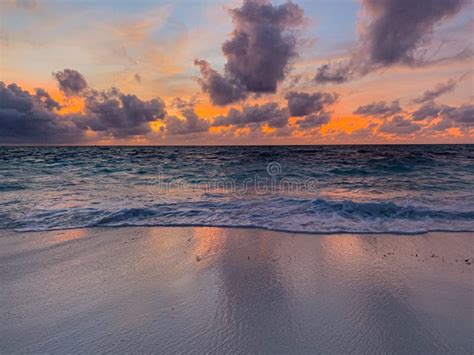 Colorful Ocean Beach Sunset Soft Waves Inspirational Sea View And