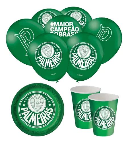 Kit Festa Palmeiras Copos Pratos E Balões Festcolor