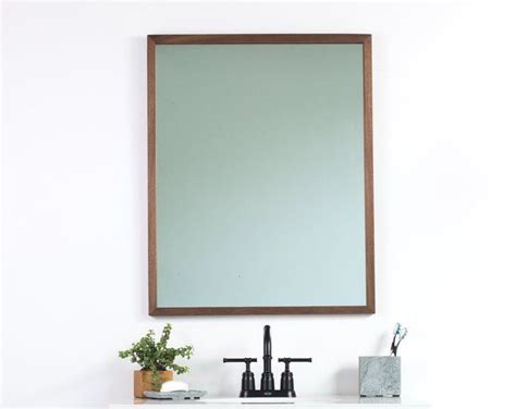 24x36 Brown Walnut Bathroom Vanity Mirror Wide Wall Mirror Modern