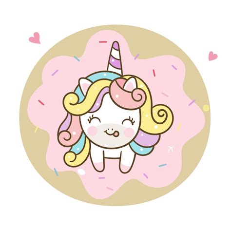 Premium Vector Cute Unicorn Vector And Pastel Donut