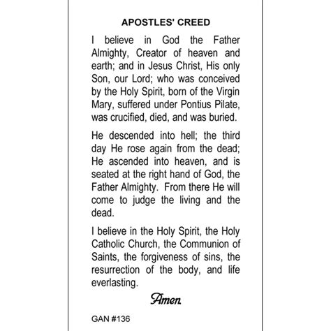 Apostles Creed Prayer Card Inspired Prayer Cards