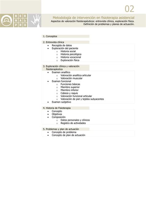 Metodología de intervención en fisioterapia asistencial