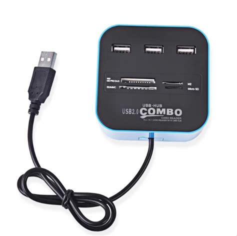 COMBO All In One USB 2.0 USB HUB Micro SD High Speed Card Reader 3 USB Ports Adapter Connector ...