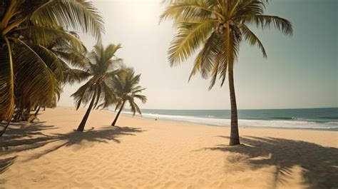 Premium Photo Palmy Trees Create A Magical Ambiance On A Sandy Beach