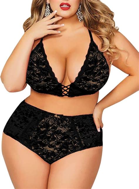 Amazon Plus Size Lingerie Set For Women Sexy Crushed Velvet Mesh