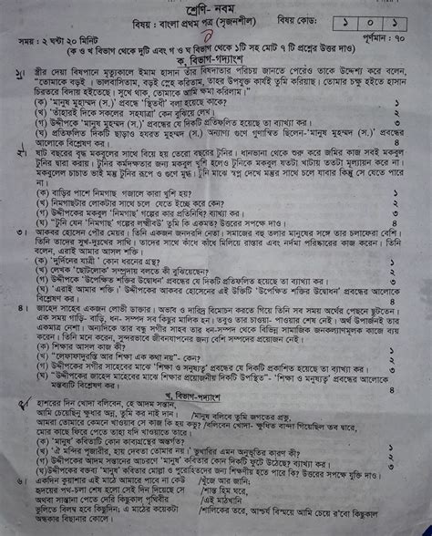 Ssc Bangla St Paper Suggestion With Question Paper