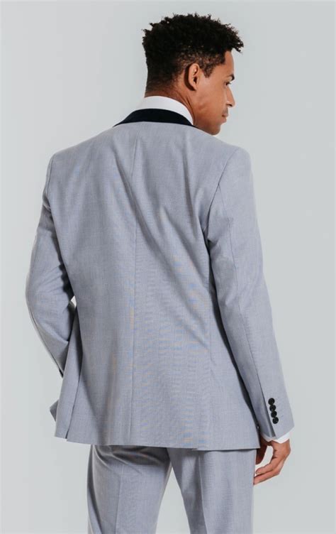 Dobell Light Blue Check Suit With Contrast Trims Dobell