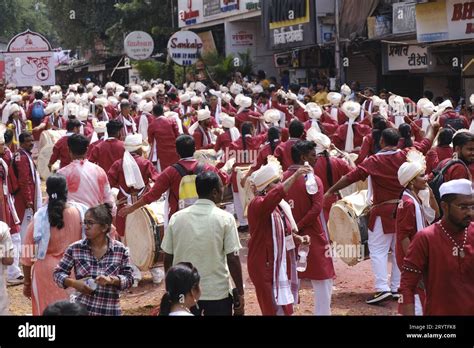 Pune India September 29 2023 Ganesh Immersion Procession Dhol