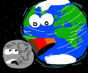 Earth Pacman Eats Moon Drawception