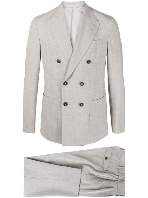 Eleventy Peak Lapels Double Breasted Suit Farfetch