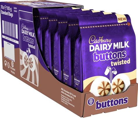 Cadbury Dairy Milk Buttons Twisted Chocolate Bag 105g Pack Of 10 Bags