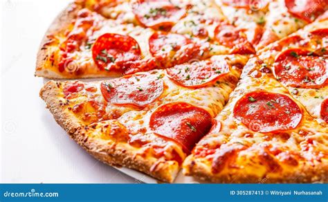 Top View Of Margherita Pizza On Generative Ai Background Stock Image