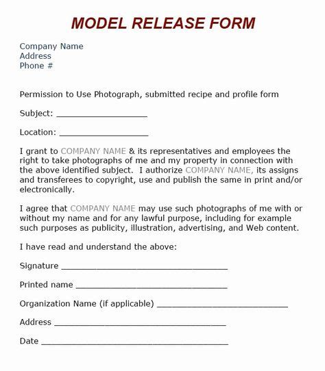 Awesome Standard Media Release Form Template In With Images