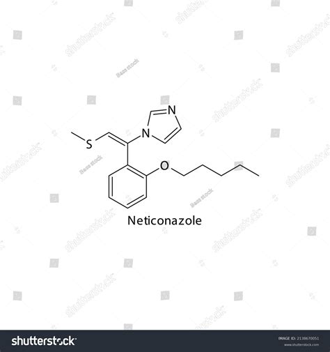 Neticonazole Molecular Structure Flat Skeletal Chemical Stock Vector