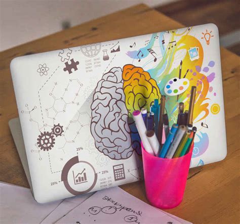 Sticker Ordinateur Portable Cerveau Artistique Et Racional Tenstickers