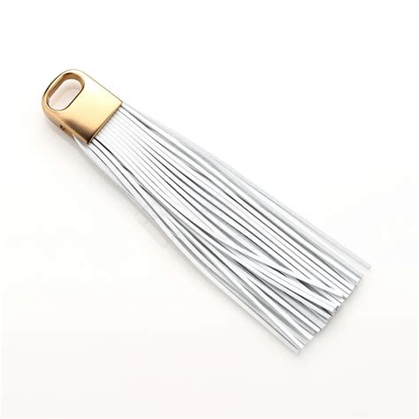 4009041 White Genuine Leather Tassel Brown Gold Plated Etsy