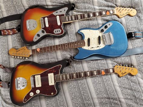 Gear Ive Finally Completed The Trio Mustang Jaguar And Now Jazzmaster Rguitar