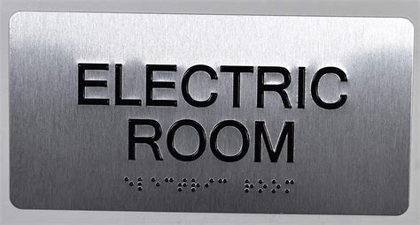 Electric Room Silver Tactile Touch Braille Sign Aluminum Brush