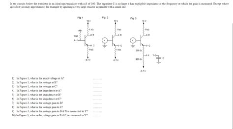 Solved In The Circuits Below The Transistor Is An Ideal Npn