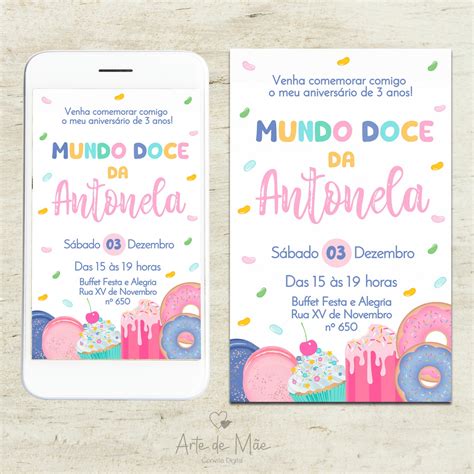 Convite Digital Mundo Doce Modelo Elo Produtos Especiais