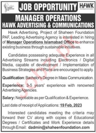 Hawk Advertising Communications Islamabad Job 2023 2024 Job