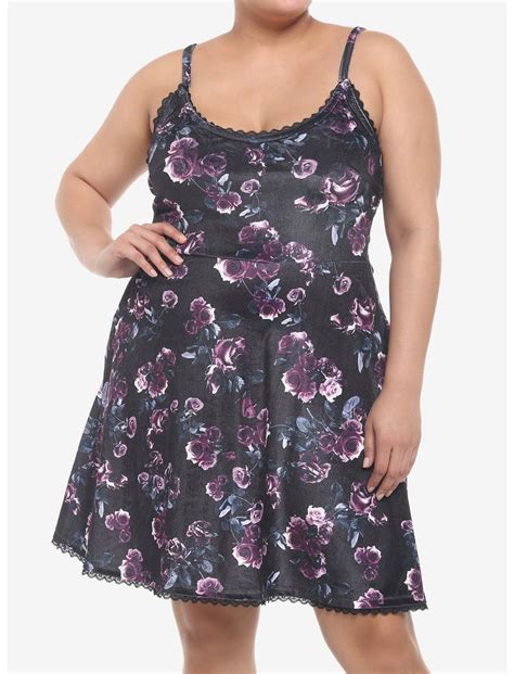 Dark Rose Velvet Cami Dress Plus Size Hot Topic