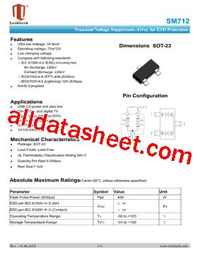 SM712 Datasheet(PDF) - Shanghai Leiditech Electronic Technology Co., Ltd