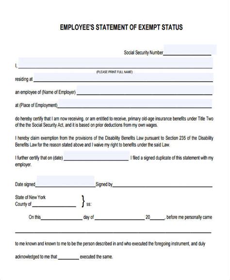 Free Employee Statement Forms In Pdf Ms Word Excel