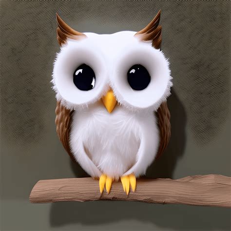 D Cute Fluffy Baby Owl Creative Fabrica