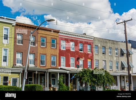 Row Houses On Chestnut Avenue In Hampden Baltimore Maryland Stock