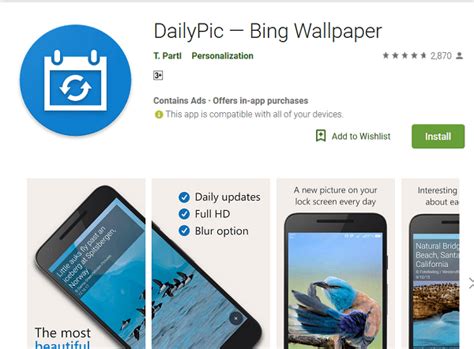 Automatically Set Daily Bing Picture as Wallpaper on Android