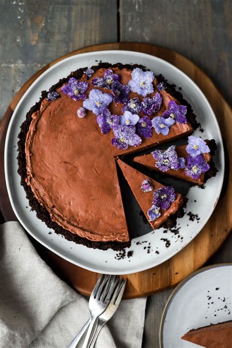 Simple Chocolate Mousse Tart With Candied Violets Lions Bread