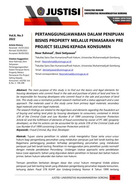 Pdf Penipuan Dalam Jual Beli Kavling Tanah Yang Dilakukan Pengembang