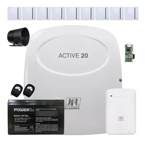 Kit Alarme Active 20 Ethernet Sensores Magneticos S Fio