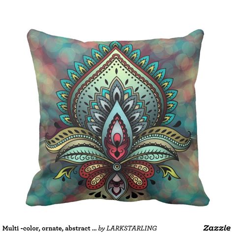 Multi Color Ornate Abstract Thrwo Pillow Pillows Decorative Throw Pillows Quality Decor