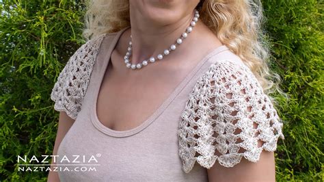 How To Crochet Lace Sleeves On A Tank Top Or Sleeveless Dress By