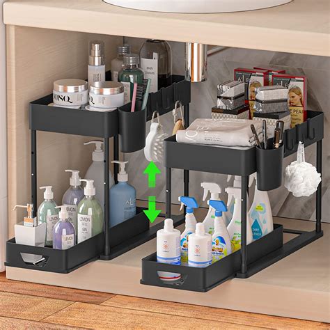 Hi Ninger 2 Pezzi Organizer Sottolavello Cucina 2 Livelli Scaffale Estraibile Per Lavello