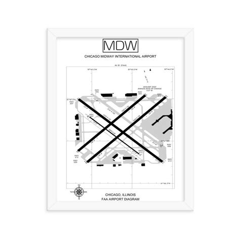 MDW Chicago Midway International Airport Diagram Framed Print MDW ...