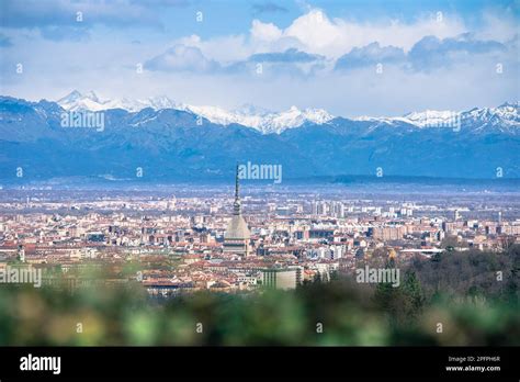 Italy Piemont Turin View From Above Of Turin View Fron Parco Europa