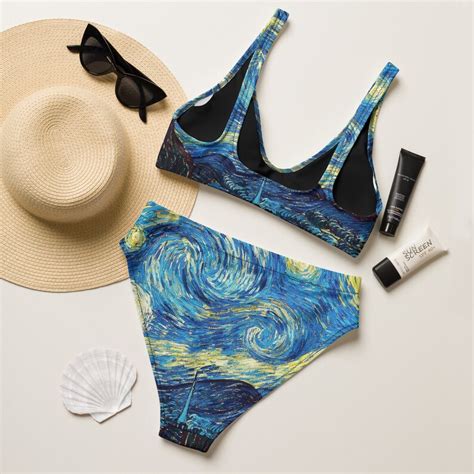 Van Gogh S Starry Night High Waisted Bikini Etsy