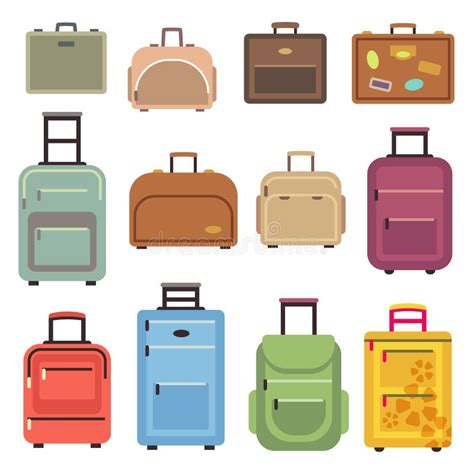 Travel Luggage Bag Suitcase Vector Flat Icons Stock Vector