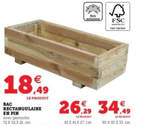 Promo Bac Rectangulaire En Pin Chez Hyper U ICatalogue Fr