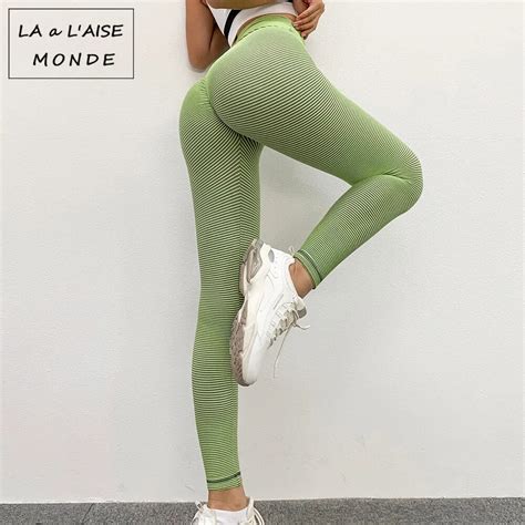 New Women Peach Hip Body Building Yoga Pants Waist High Leggings Hip