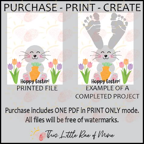 Hoppy Easter Easter Bunny Footprint Art Handprint Keepsake Printable Made By Teachers