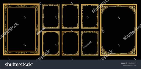 Set Decorative Vintage Frames Borders Setgold Stock Vector Royalty