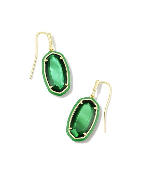 Dani Gold Enamel Framed Drop Earrings in Emerald Illusion | Kendra Scott
